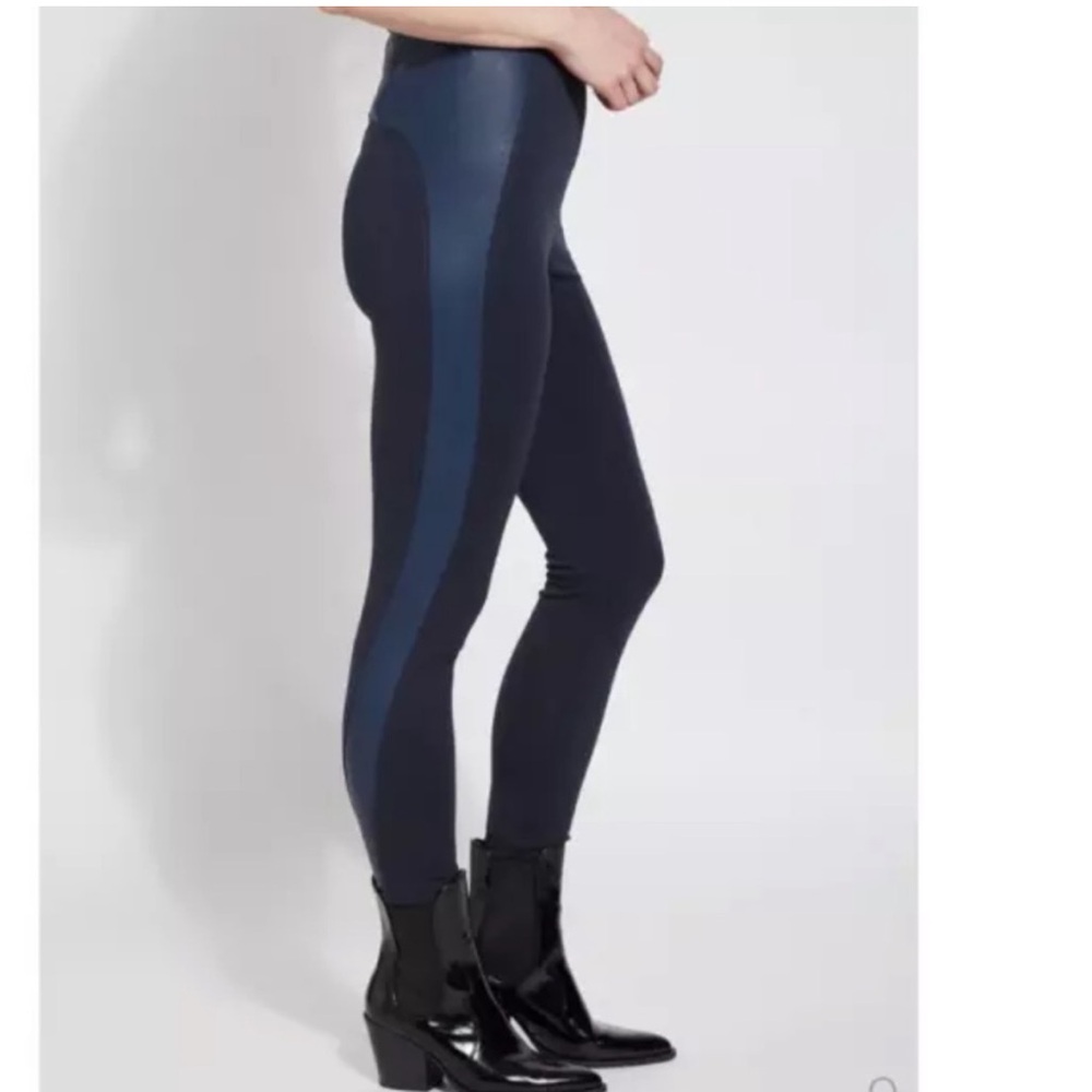 LYSSE Lexington Faux Leather Inset Waist Slimming Leggings Z249-14